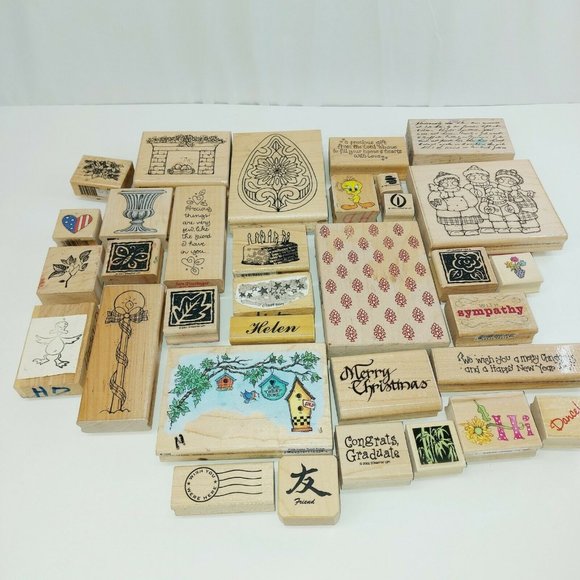 Unbranded Other - LOT  33 MISC. Rubber stamps variety holiday  WOOD